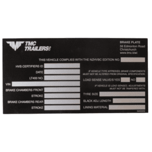 Certification Plate - Brakes